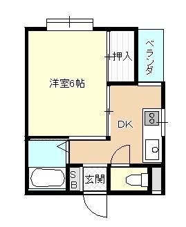 パピヨン坂戸(1K/1階)の間取り写真