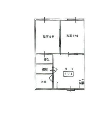 フォーブル谷上B棟(2DK/2階)の間取り写真