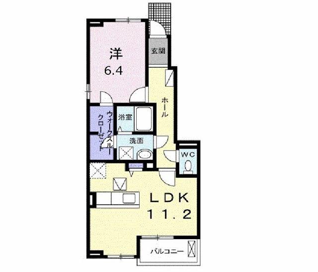 ドミールヒロ(1LDK/1階)の間取り写真