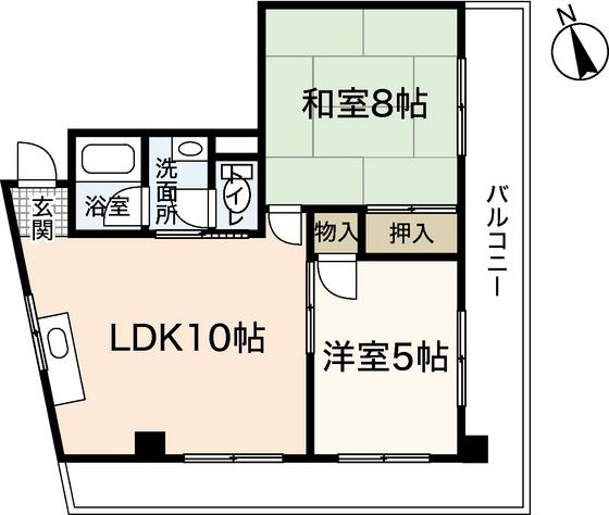 古本マンション(2LDK/3階)の間取り写真