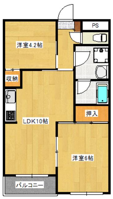 プレールカマタ(2LDK/4階)の間取り写真