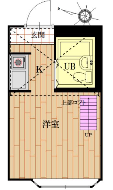 ユニクレスト東中野(ワンルーム/1階)の間取り写真