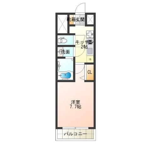 グランパシフィック岸里東(1K/8階)の間取り写真
