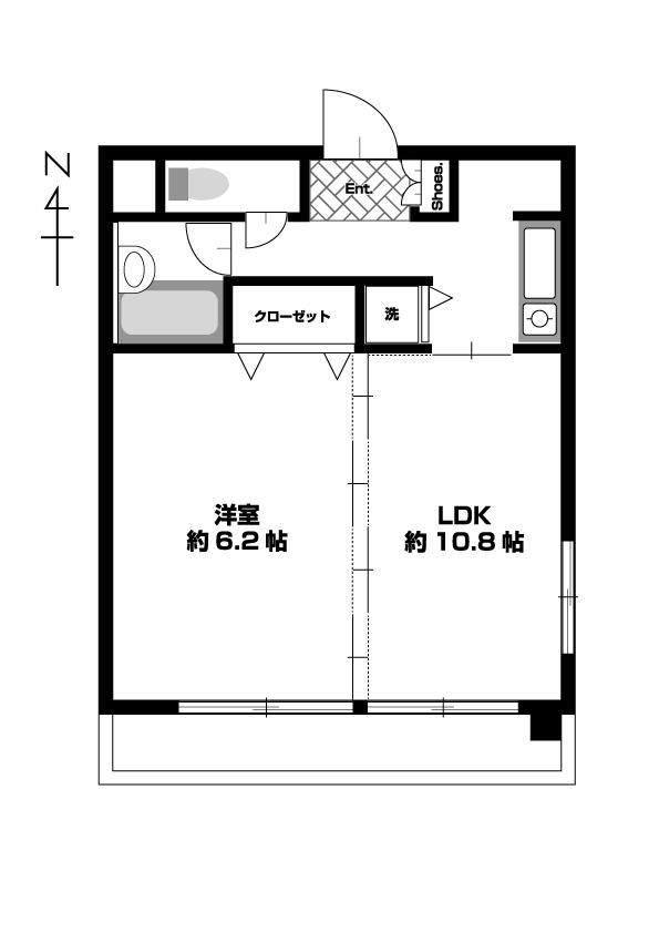 民泊不可メゾンアミティエ(1LDK/2階)の間取り写真