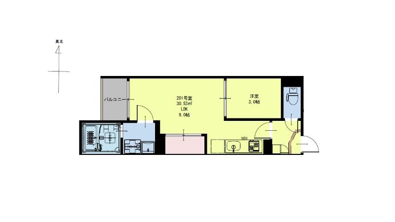 REGALEST菊菜卸町(1LDK/2階)の間取り写真