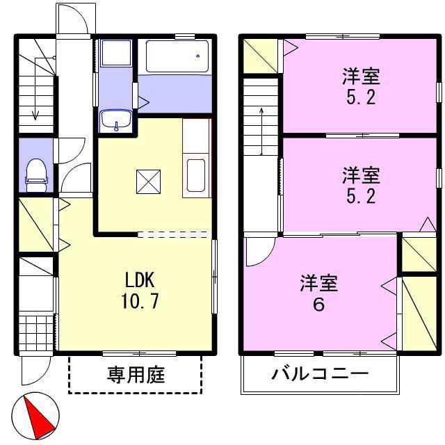 サニーフラット飾東(3LDK/1階)の間取り写真