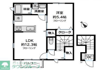 エスペラントII(1LDK/2階)の間取り写真