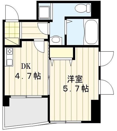 プランドール(1DK/2階)の間取り写真