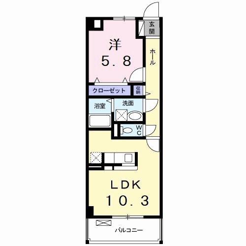 エスポワールK(1LDK/3階)の間取り写真