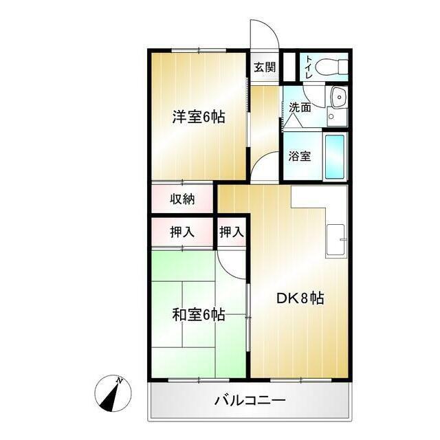 向台グリーンマンション(2DK/3階)の間取り写真