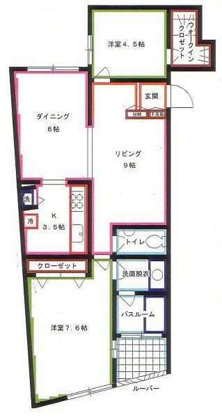 プラムヴィレッジB棟(2LDK/2階)の間取り写真