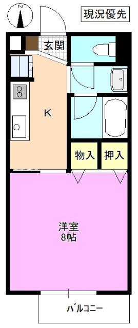 SURPLUSONELIGHTHOUSE牧野(1K/2階)の間取り写真