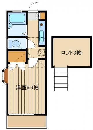 ワイエーエフハイム2号棟(1K/2階)の間取り写真