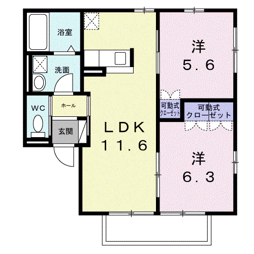 グリーンリーブス(2LDK/2階)の間取り写真