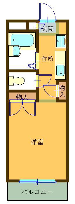 ロワールハイム(1K/2階)の間取り写真