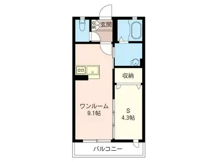 ウイング西城南B(1LDK/1階)の間取り写真