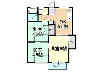 ピア倉田(3K/2階)の間取り写真