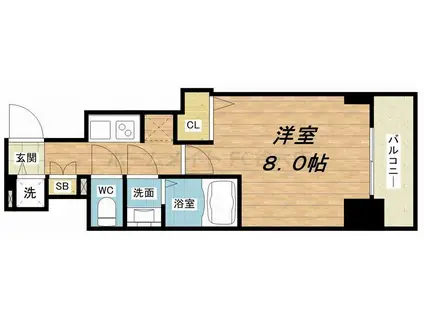 S-RESIDENCE谷町五丁目(1K/7階)の間取り写真