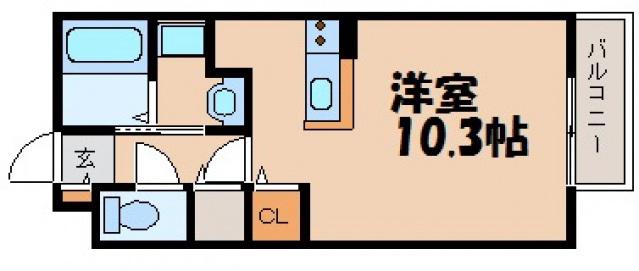 エルメゾン緑ヶ丘(ワンルーム/2階)の間取り写真