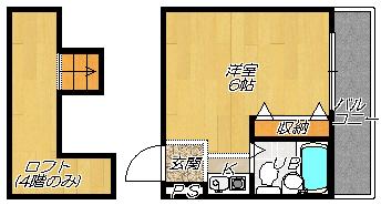 トモエハイツ5号館(ワンルーム/4階)の間取り写真