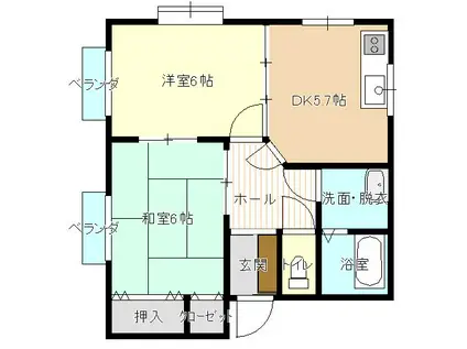 APARTMENTHOUSEグロウ(2DK/1階)の間取り写真