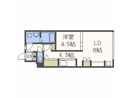 ブラスハート麻生(1LDK/3階)の間取り写真
