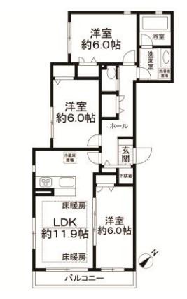 グランドゥール恵比寿(3LDK/1階)の間取り写真