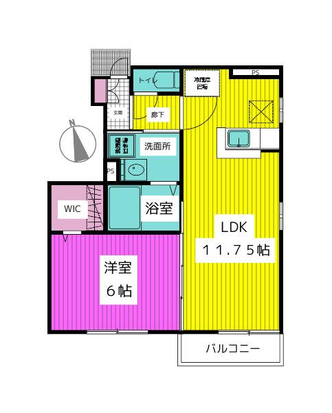 フルーツタウン・チェリー(1LDK/1階)の間取り写真