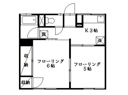 ベルグコーポ1号棟(2K/2階)の間取り写真