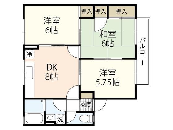 セジュール行友I(3DK/2階)の間取り写真