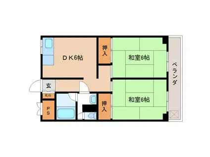 下村コーポIII(2DK/2階)の間取り写真