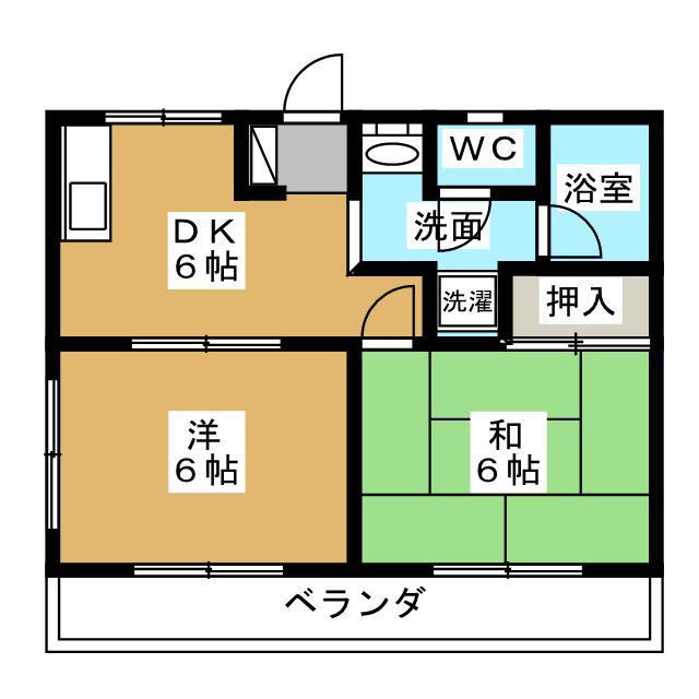 コーポイゲタ(2DK/2階)の間取り写真