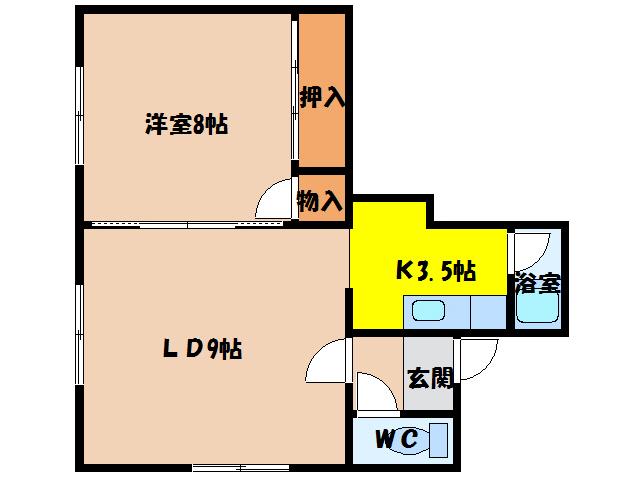 コーポアカシヤ(1LDK/1階)の間取り写真