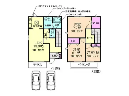 シャーメゾンISHIKAWA(3LDK/1階)の間取り写真