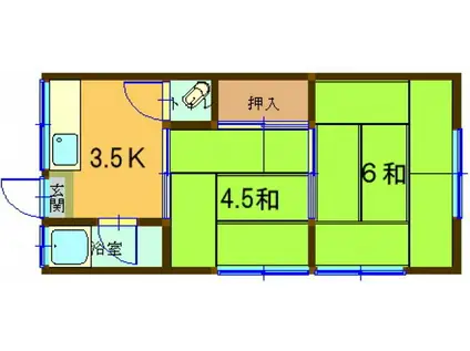 大上荘(2DK/2階)の間取り写真
