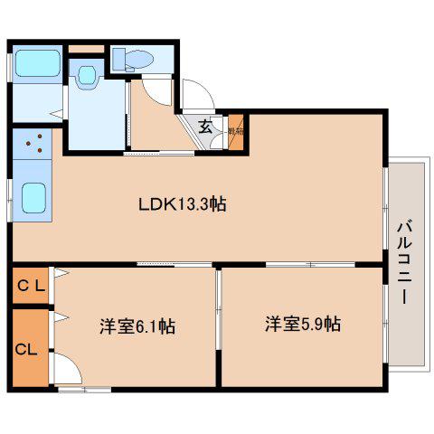 リモーネA(2LDK/2階)の間取り写真