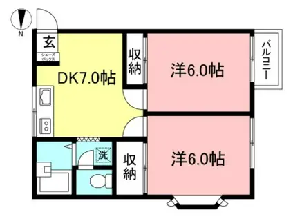 ポテトハウス(2DK/3階)の間取り写真