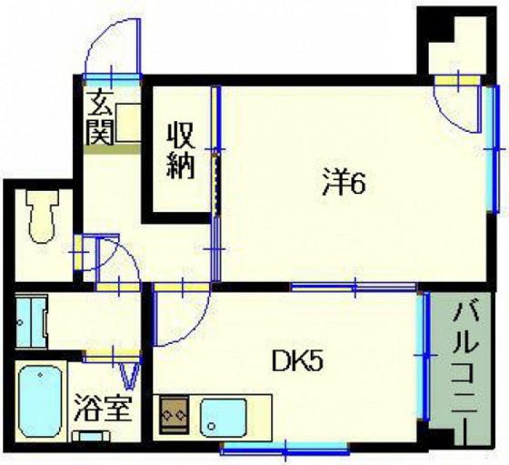 フラット光町(1DK/4階)の間取り写真
