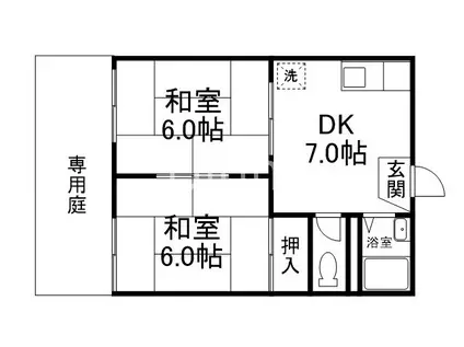 タウニィウエノA棟(2DK/1階)の間取り写真