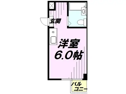セレーヌ西所沢(ワンルーム/1階)の間取り写真