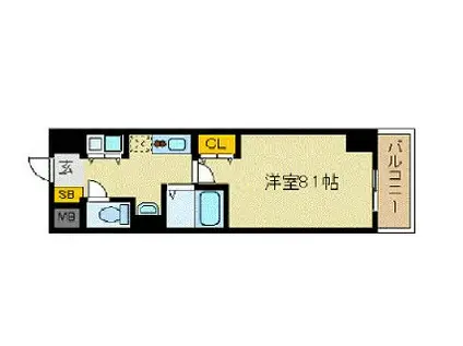カスタリア三宮(1K/12階)の間取り写真