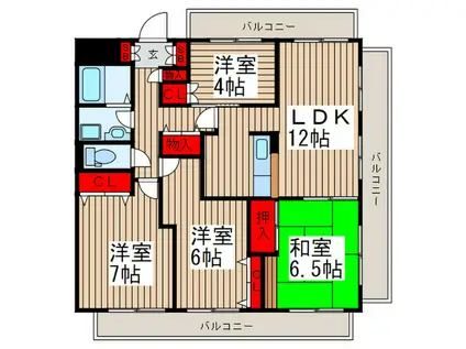 フクロクハイマンション3号館(4LDK/12階)の間取り写真