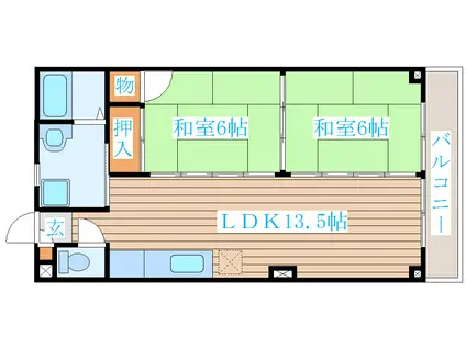 メルシーハイツ飯田 A棟(2LDK/3階)の間取り写真