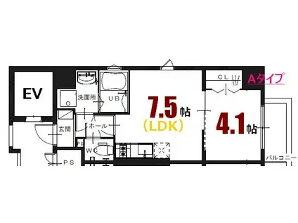 KATAYAMABLDG 24(1LDK/8階)の間取り写真