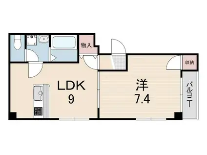 コムディッソテノール武庫之荘(1LDK/2階)の間取り写真