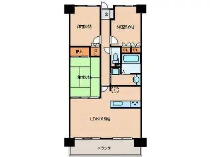 サーパス諏訪野第二(3LDK/8階)の間取り写真