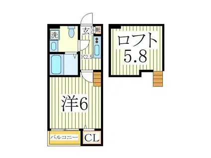 新柏テラス(1K/2階)の間取り写真