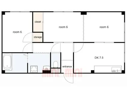 ロダン塚口(3DK/1階)の間取り写真