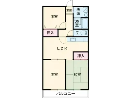 新栄プロパティー峰塚(3LDK/2階)の間取り写真