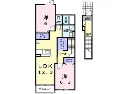 KUREMATHISS A(2LDK/2階)の間取り写真